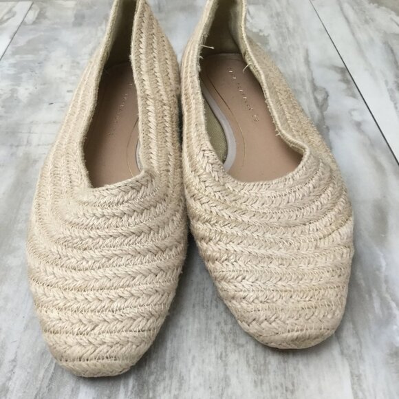 Zara Raffia Ballerinas Woven Ecru Flats 38 - Picture 4 of 10